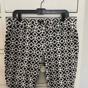 Jcrew geometric black and cream printed jeans